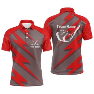 Men’s Golf Polo Shirt Red Lightning Custom&hellip;