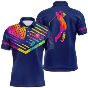 Men’s Golf Polo Shirt Watercolor American Flag&hellip;