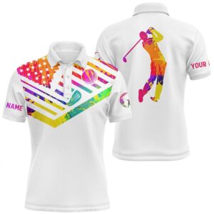 Men’s Golf Polo Shirt Watercolor American Flag&hellip;