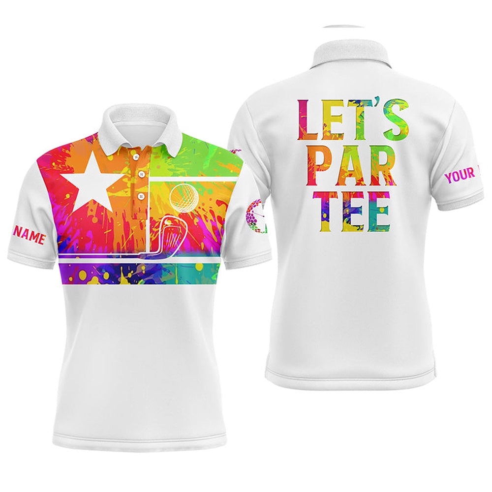 Men’s Golf Polo Shirt Watercolor Texas Flag Patriot Golf Custom Name Letâ€™S Par Tee White Golf Shirt, Golf Polo Shirt, Golf Shirts