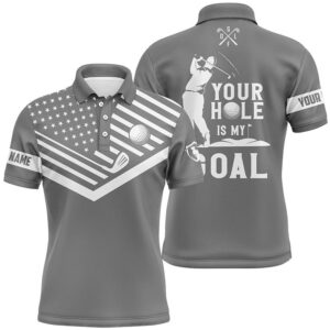 Men’s Golf Polo Shirt White American Flag&hellip;