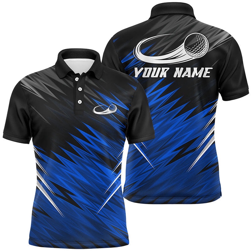 Men’s Golf Polo Shirts Custom Blue And Black Pattern Shirt For Men’s, Golf Polo Shirt, Golf Shirts