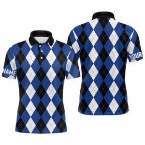 Men’s Golf Polo Shirts Custom Blue Argyle&hellip;
