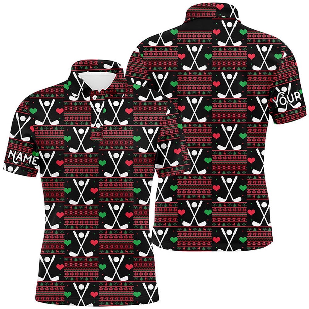 Men’s Golf Polo Shirts Custom Christmas Pattern Shirts For Men’s, Personalized Christmas Golf Gifts, Golf Polo Shirt, Golf Shirts