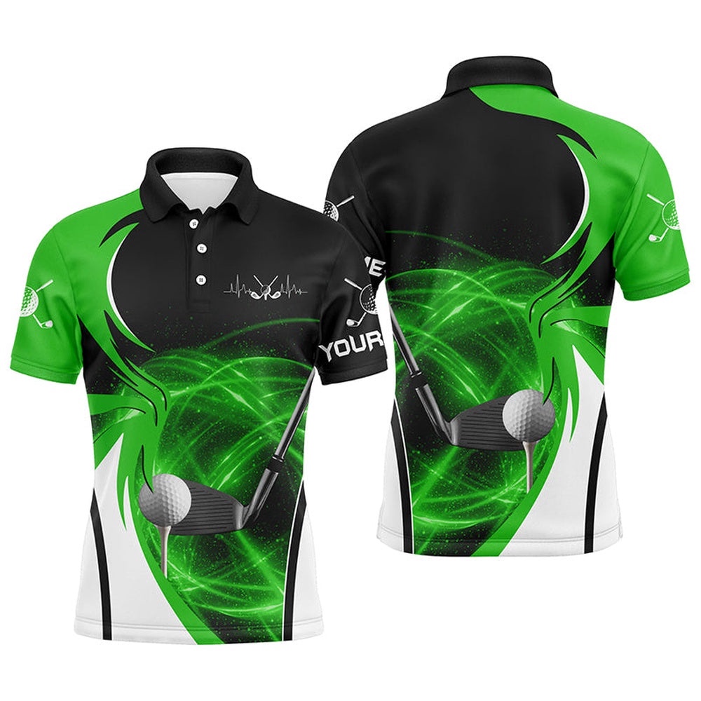 Men’s Golf Polo Shirts Custom Golf Ball Clubs For Men Green, Golf Polo Shirt, Golf Shirts