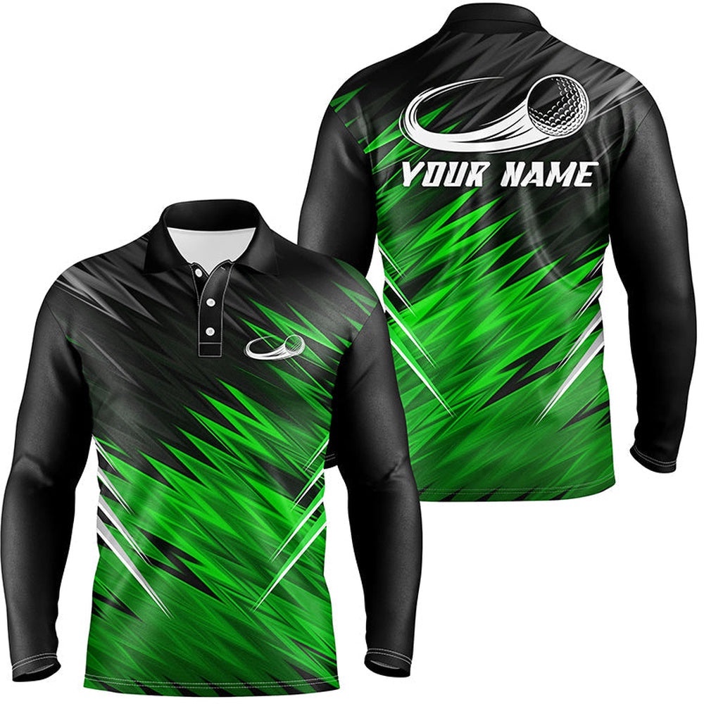Men’s Golf Polo Shirts Custom Green And Black Pattern Shirt For Men’s, Golf Polo Shirt, Golf Shirts