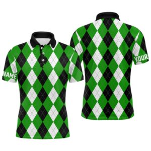 Men’s Golf Polo Shirts Custom Green Argyle&hellip;