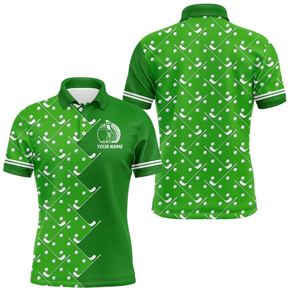 Men’s Golf Polo Shirts Custom Green Golf Pattern Men’s Golf Clothings, Golf Polo Shirt, Golf Shirts