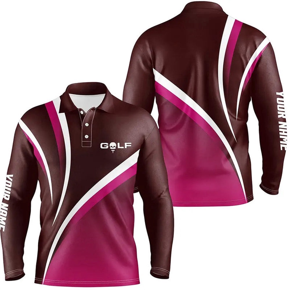 Men’s Golf Polo Shirts Custom Name Men’s Golf Polos, Tournament Golf Tops For Men’s Pink, Golf Polo Shirt, Golf Shirts