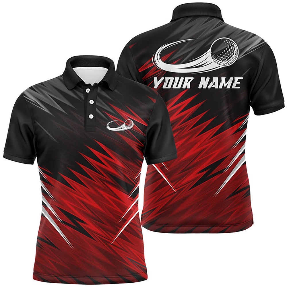 Men’s Golf Polo Shirts Custom Red And Black Pattern Shirt For Men’s, Golf Polo Shirt, Golf Shirts
