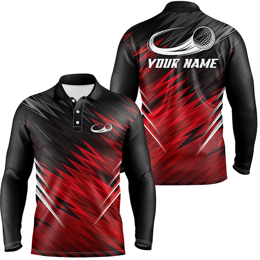 Men’s Golf Polo Shirts Custom Red And Black Pattern Shirt For Men’s, Golf Polo Shirt, Golf Shirts