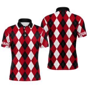 Men’s Golf Polo Shirts Custom Red Argyle&hellip;