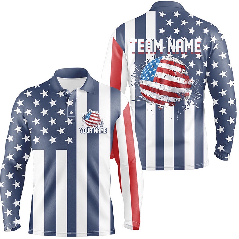Men’s Golf Polo Shirts Custom Red, White And Blue American Flag Men’s Golf Tops, Best Golf Gifts, Golf Polo Shirt, Golf Shirts