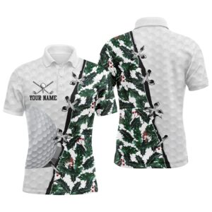 Men’s Golf Polo Shirts Custom Watercolor Christmas&hellip;