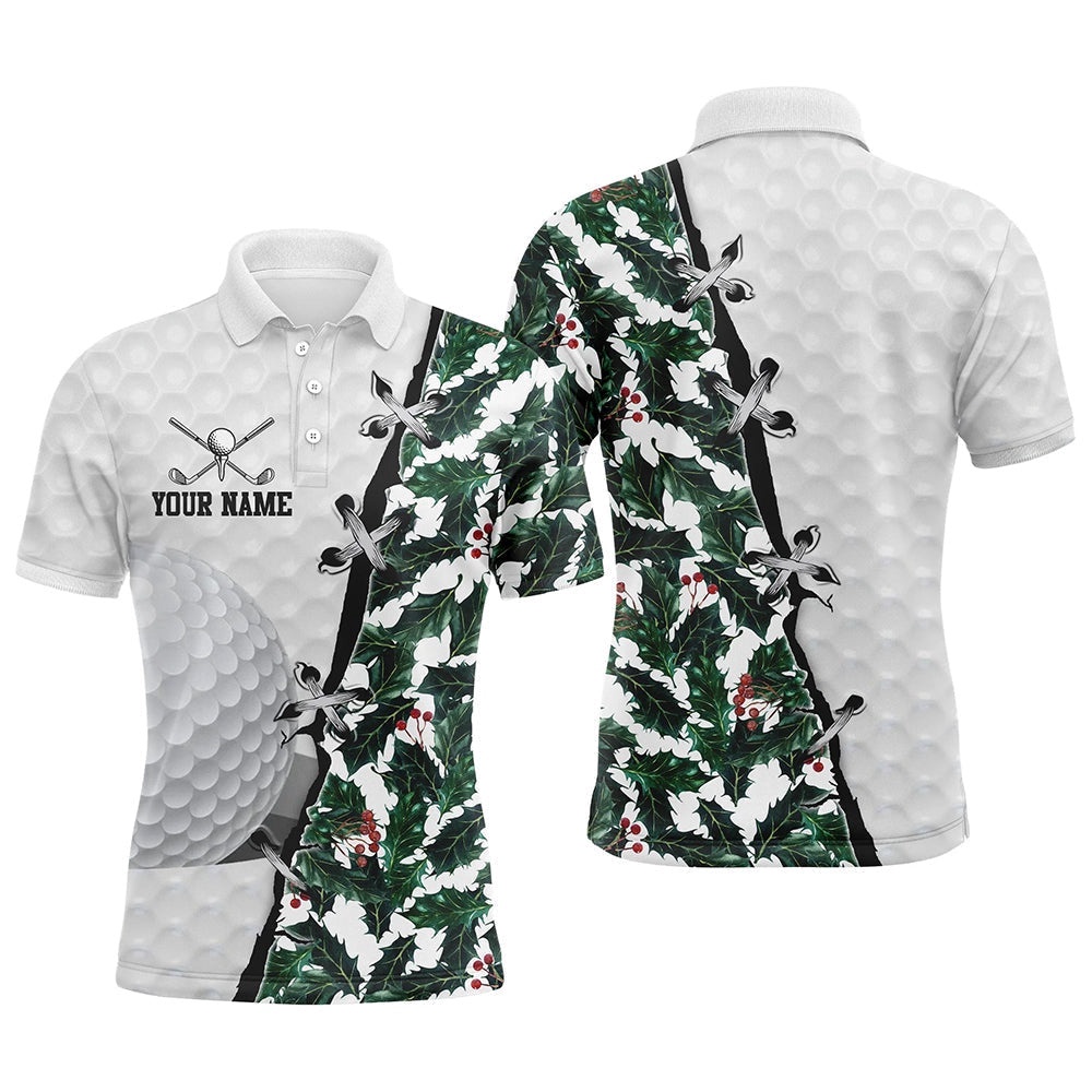 Men’s Golf Polo Shirts Custom Watercolor Christmas Pattern Men’s Golf Shirts, Team Golf Tops For Men’s, Golf Polo Shirt, Golf Shirts