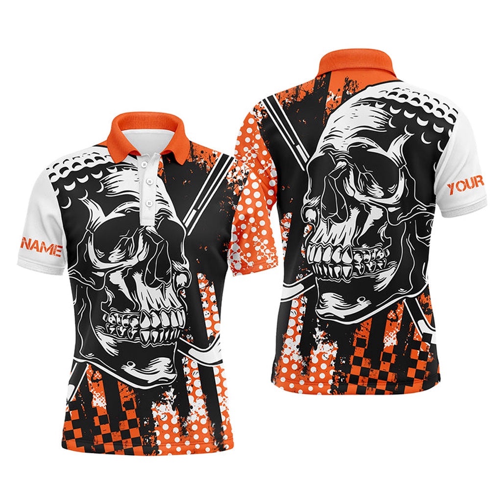 Men’s Golf Polo Shirts Golf Skull Golf Clothes For Men For Men Orange, Golf Polo Shirt, Golf Shirts