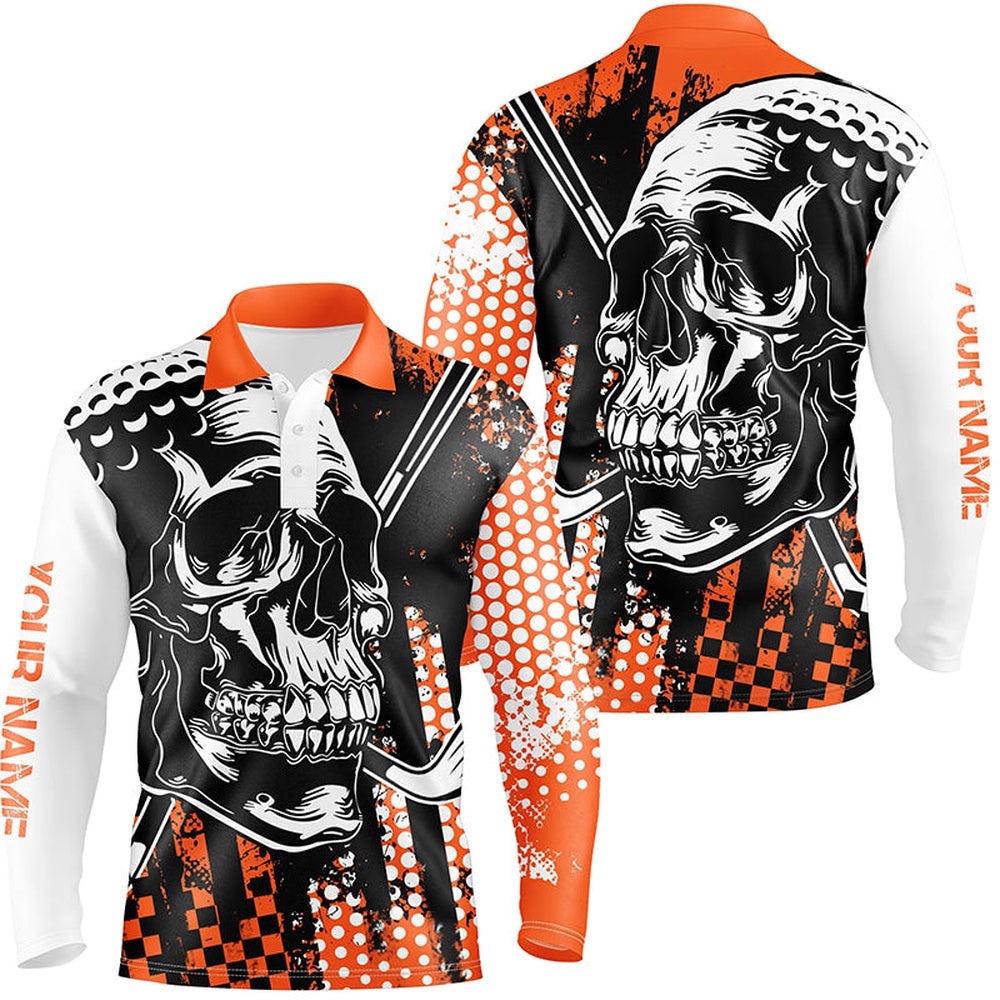 Men’s Golf Polo Shirts Golf Skull Golf Clothes For Men For Men Orange, Golf Polo Shirt, Golf Shirts