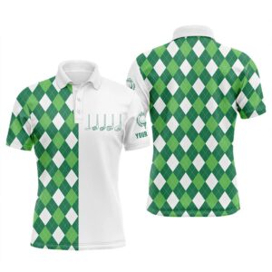 Men’s Golf Polo Shirts Green And White&hellip;