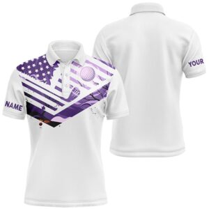 Men’s Golf Polo Shirts Purple American Flag&hellip;