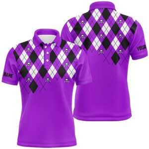 Men’s Golf Polo Shirts Purple Argyle Plaid&hellip;