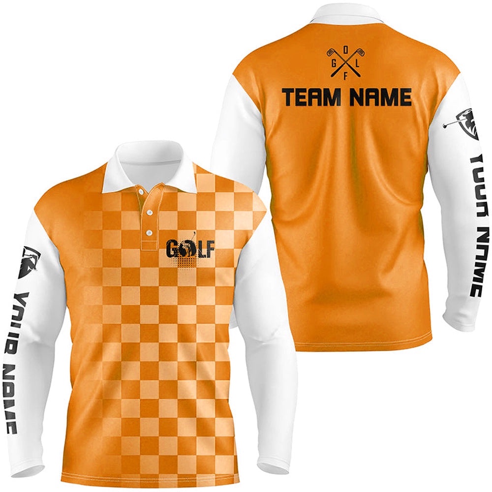 Men’s Golf Polos Shirts Custom Name Funny Golf Shirts For Men Orange, Golf Polo Shirt, Golf Shirts