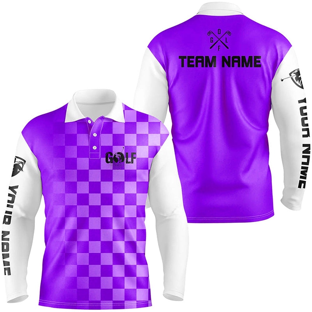 Men’s Golf Polos Shirts Custom Name Funny Golf Shirts For Men Purple, Golf Polo Shirt, Golf Shirts