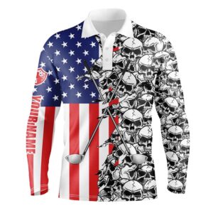 Men s Golf Tops Polo American Flag Pattern Skull Golf Clubs Custom Patriotic Golf Performance Shirts Golf Polo Shirt Golf Shirts 2 xomyll.jpg