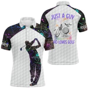 Men’s Halloween Golf Shirts, Multicolor Spider Web&hellip;