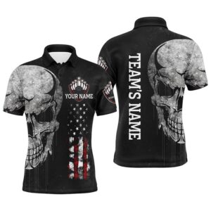 Men’s Skull Polo Bowling Shirt, Patriotic Custom&hellip;