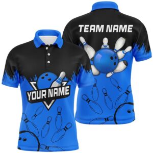 Mens Bowling Polo Shirts Custom Black And&hellip;