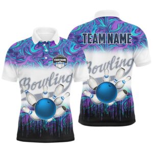 Mens Bowling Polo Shirts Custom Blue Purple&hellip;