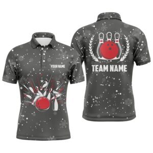 Mens Bowling Polo Shirts Custom Christmas Retro&hellip;