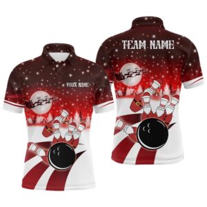 Mens Bowling Polo Shirts Custom Christmas Santa&hellip;