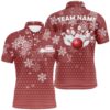 Mens Bowling Polo Shirts Custom Christmas Santa Bowling Ball Pins Team Men’s Polo Shirt Red, Personalized Bowling Team Shirt
