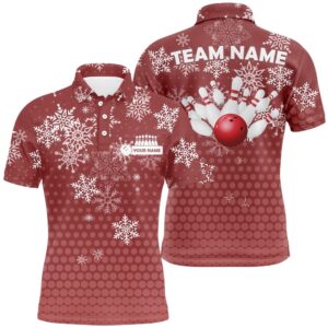 Mens Bowling Polo Shirts Custom Christmas Snowflake&hellip;