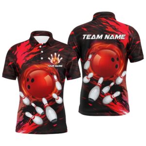 Mens Bowling Polo Shirts Custom Red Light&hellip;