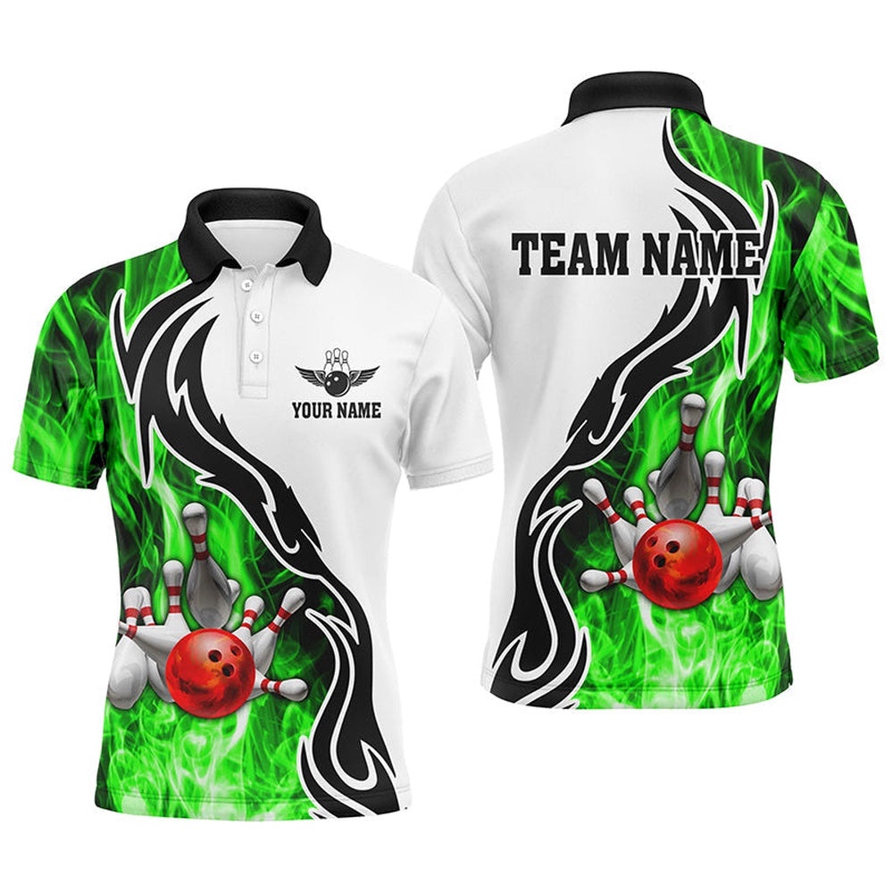 Mens Polo Bowling Shirt Custom Bowling Ball Pins Strike Team League Polo Shirt, Bowl Gifts Green, Personalized Bowling Team Shirt Mens Polo Bowling Shirt Custom Bowling Ball Pins Strike Team League Polo Shirt, Bowl Gifts Green, Personalized Bowling Team Shirt