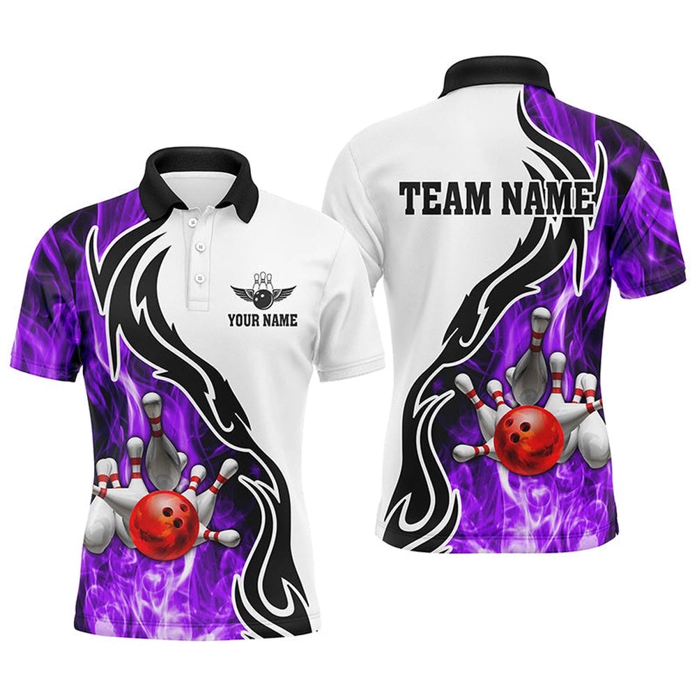 Mens Polo Bowling Shirt Custom Bowling Ball Pins Strike Team League Polo Shirt, Bowl Gifts Purple, Personalized Bowling Team Shirt Mens Polo Bowling Shirt Custom Bowling Ball Pins Strike Team League Polo Shirt, Bowl Gifts Purple, Personalized Bowling Team Shirt