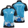 Mens Polo Bowling Shirt Custom Bowling Red Lightning Thunder Team League Polo Shirt, Personalized Bowling Team Shirt