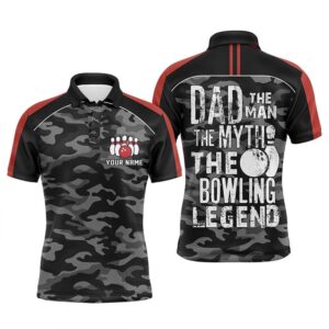 Mens Polo Bowling Shirts Custom Black Camo&hellip;