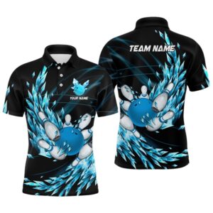 Mens Polo Bowling Shirts Custom Blue Icy&hellip;