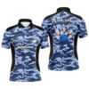 Mens Polo Bowling Shirts Custom Bowling Ball And Pins Camo Bowling Team Polo Shirt For Men, Personalized Bowling Team Shirt