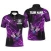 Mens Polo Bowling Shirts Custom Rainbow Flame Bowling Ball And Pins Team League Bowler Polo Shirt, Personalized Bowling Team Shirt