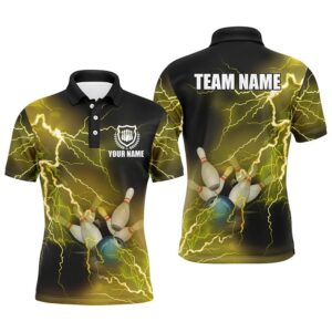 Mens Polo Bowling Shirts Custom Yellow Lightning&hellip;