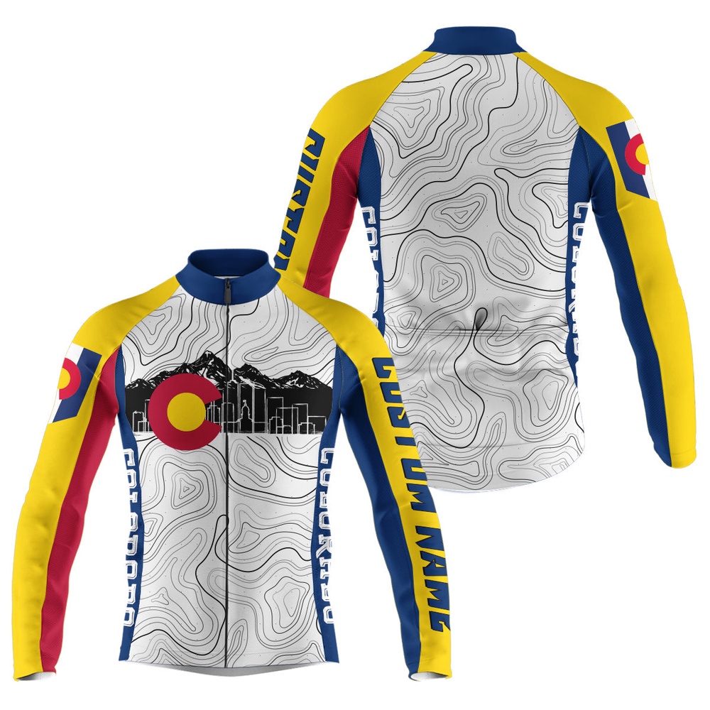 Menwomen Colorado Cycling Jersey With 3 Pockets Full Zip Gear Mountain Bike Shirt, Custom Mono Cycling Jersey