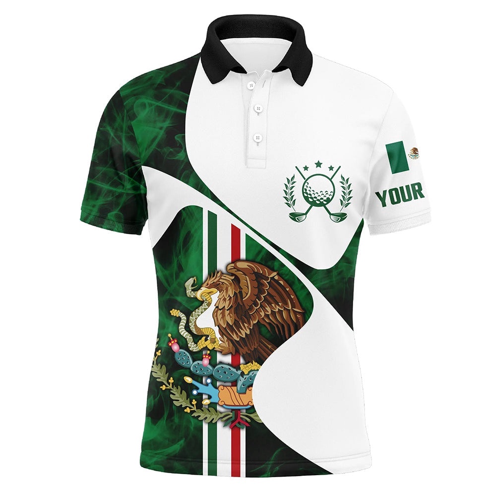 Mexican Flag Men’s Golf Polo Shirts Custom Mexico Golf Tops For Men, Unique Men’s Golf Apparel, Golf Polo Shirt, Golf Shirts