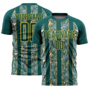 Midnight Green Gold Flowers Sublimation Soccer Uniform&hellip;