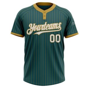 Midnight Green Old Gold Pinstripe White Two Button Unisex Softball Jersey Custom Team Softball Jersey 2 gtz5iu.jpg