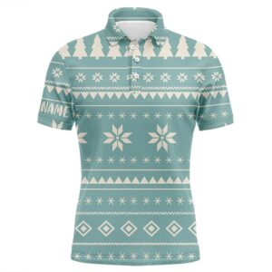 Mint Christmas Pattern With Tree Snowflakes Men’s&hellip;