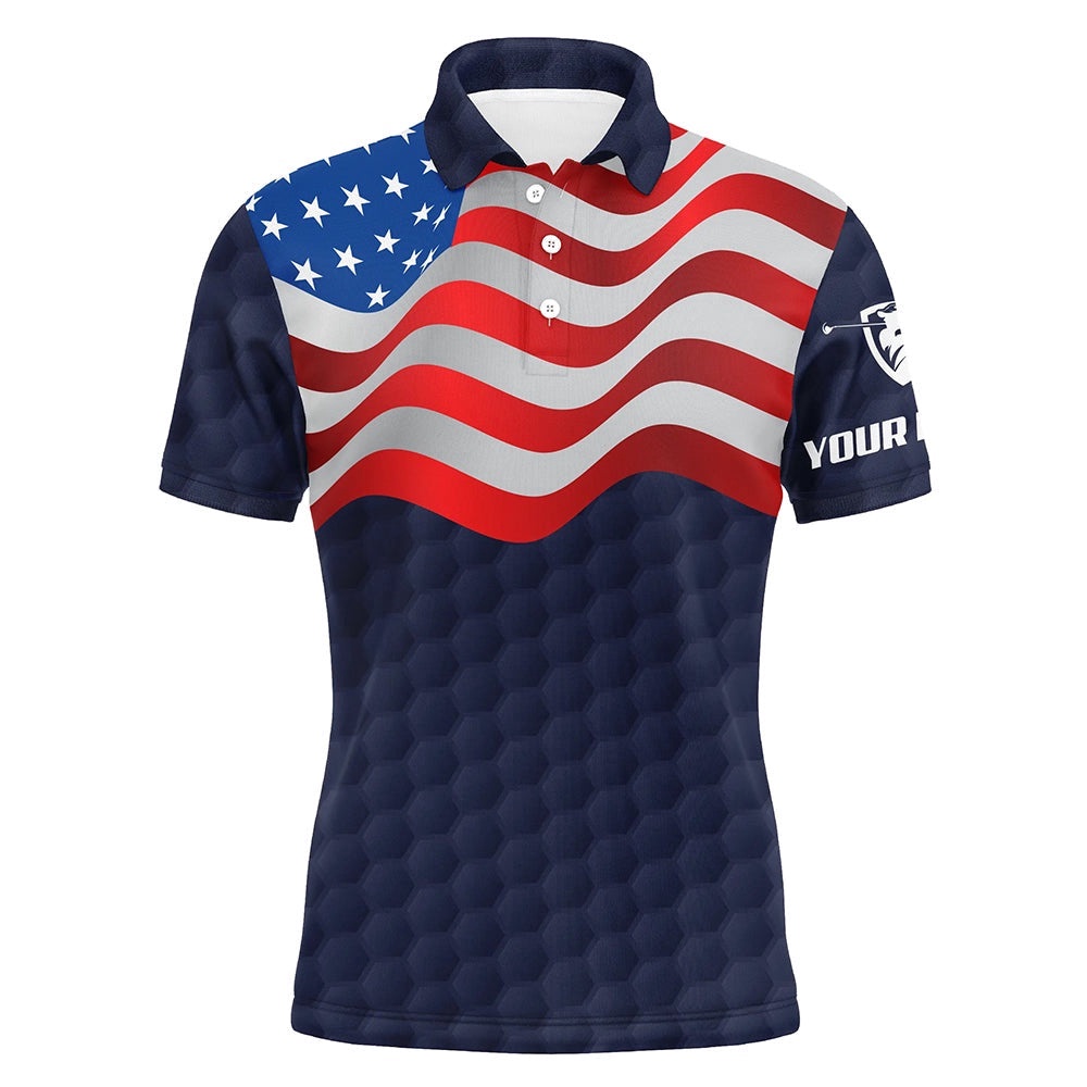 Navy American Flag Men’s Golf Polo Shirts Custom Patriotic Golf Shirts For Men Golf Gifts, Golf Polo Shirt, Golf Shirts